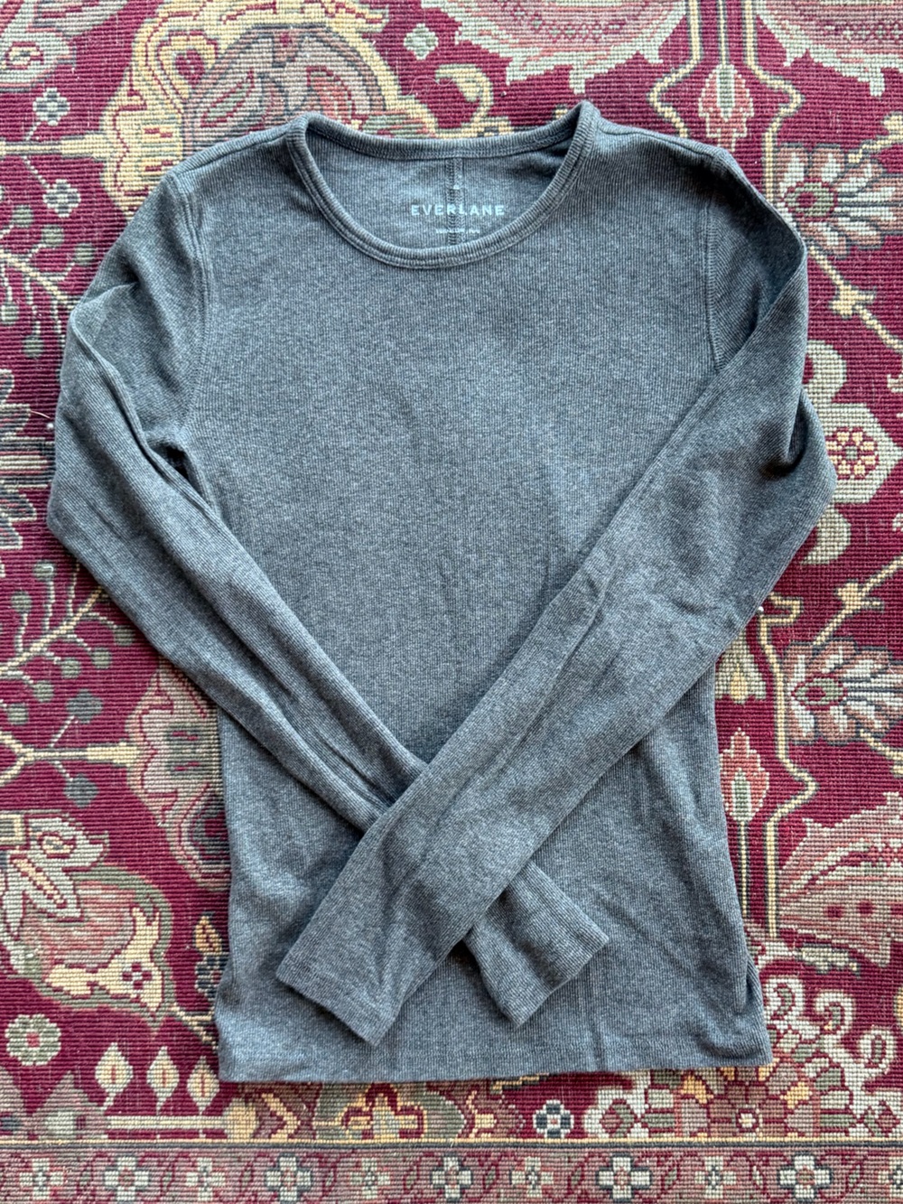 Everlane Women’s Long-Sleeve Crewneck Shirt - Charcoal Gray